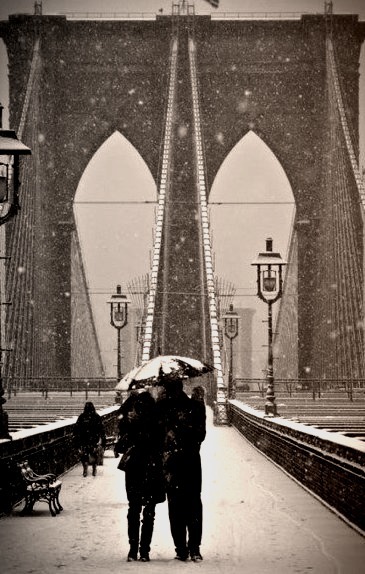 Snowy Day, Brooklyn Bridge, New York City